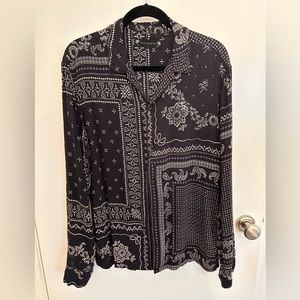Men’s All Saints button up shirt in bandana print size small